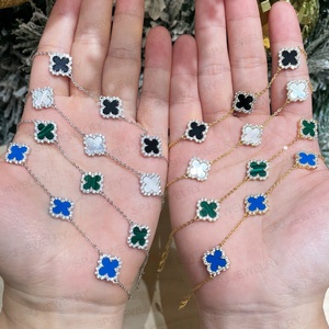 Bộ trang sức cỏ bốn lá SPJ cao cấp, charm bạc <span class=keywords><strong>925</strong></span>, vòng tay bạc S925, bộ trang sức dành cho nữ - Product Image 1