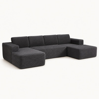 Canapé d'angle moderne en tissu velours côtelé, ensemble modulable de luxe pour salon de villa