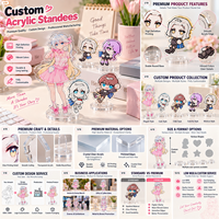 Présentoir en acrylique transparent personnalisé pour figurines d'anime, vente en gros, fabricant OEM, fournisseur d'usine, décoration de bureau, cadeaux, emballage en vrac