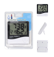 Thermomètre hygromètre numérique LCD HTC1 en matériau ABS, thermomètre d'intérieur électronique, humidimètre, réveil, maison, bureau, stock