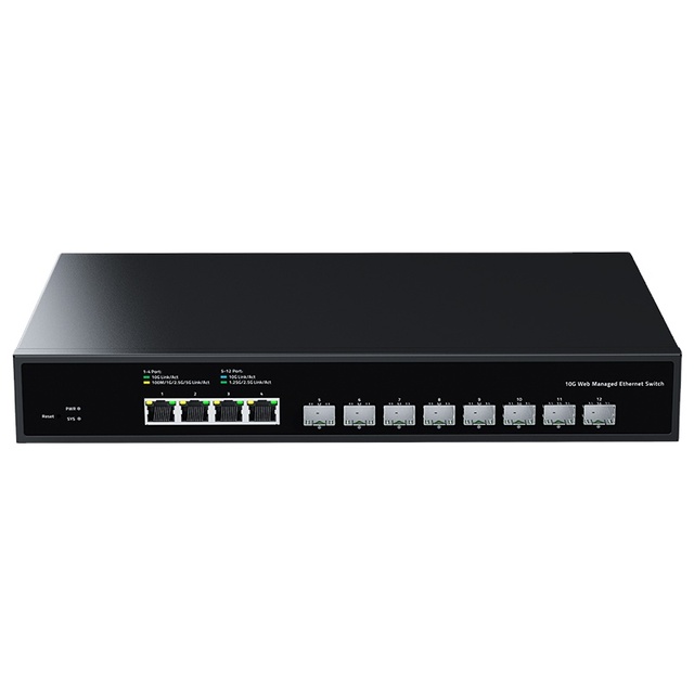 12-Port 10G Web Managed Network Switch 10Gb Internet Hub QoS VLAN/LACP/SNMP/DHCP Client for Internet Splitter HORACO SWTGW2C48NS