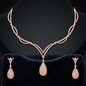 Zircon Short Necklace 150385 Elegant <b>Wedding</b> <b>Accessory</b> with Dazzling White Water Drop Zircon Stones - Product Image 2