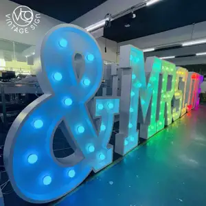 High Quality 3 Ft Led 4 Foot Letters Custom Signs Alphabet And Numbers 0-9 4ft 5ft Big LED Bulb Marquee Letter Electronic Signs