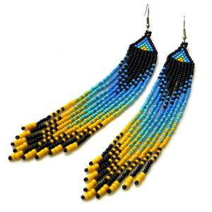 Pendientes largos de cuentas hechos a mano Happiness - Product Image 1