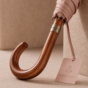 Parapluie droit personnalisé haut de gamme en bois massif avec poignée courbée, diamètre 112 cm, résistant au vent 60 mph, tissu 190T, ouverture manuelle, avec logo - Product Image 2
