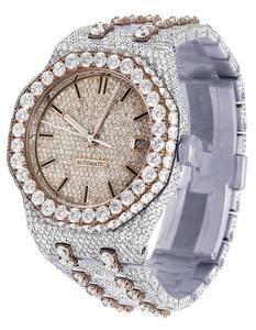 Reloj Analógico de Acero Inoxidable de Lujo con Brillantes Piedras de Moissanita, Movimiento Mecánico Automático ETA para una Calidad Premium - Product Image 3