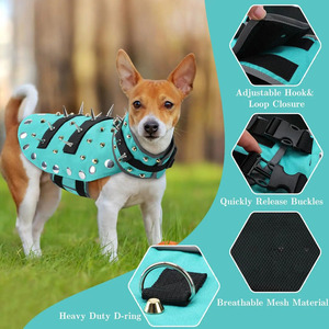 Nuevo diseño único, ropa reflectante visible para mascotas, arnés para perros, chaleco, chaqueta, remaches de Metal, ropa cálida antimordedura para perros - Product Image 3