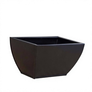 Maceta Moderna Cuadrada de Hierro con Recubrimiento en Polvo, Ecológica, Ligera, de Perfil Bajo, Decorativa, para Plantas de Interior y Exterior - Product Image 1