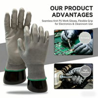 Gants de travail en mousse PU avec paume enduite |   Gants de sécurité légers et respirants en PU pour l'assemblage électronique et automobile
