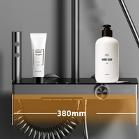 Vente en gros Ensemble de douche à effet pluie thermostatique tout cuivre Gunmetal à 4 fonctions LED numérique ronde pour hôtel