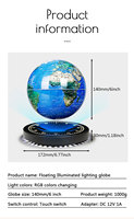 Globe terrestre à lévitation magnétique, carte du monde, lampe à lévitation magnétique moderne avec lumière LED, rotation, décoration d'intérieur, tendance