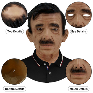 Masque en latex visage amusant de l'<span class=keywords><strong>oncle</strong></span> Moustache, accessoire de déguisement pour fête d'Halloween, jeu de rôle, coiffe de mascarade personnalisable - Product Image 3