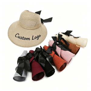 <b>Summer</b> Korean Style Trendy Bowknot Outdoor Wide-brimmed Sunscreen Beach Sunshade Fisherman <b>Straw</b> <b>Hat</b> Women's Folding Open Roof - Product Image 1