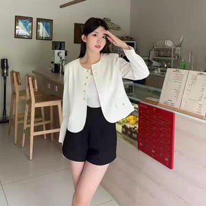 Women's Short Blazer Solid Color Beige Black Brown Polyester Fiber Worsted Spring Autumn Elegant Petite Fit - Product Image 1