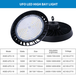 Vente en gros de lampes LED à haute luminosité, réglables en puissance et en température de couleur, SMD en aluminium UFO IP65 100W 150W 200W 240W pour <span class=keywords><strong>parking</strong></span> - Product Image 2
