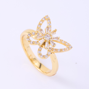 Bague en Zircon Rotative en Forme de Fleur, Luxe Léger et Exquis, Anneau Ajustable en Cuivre pour Femme, Bijou Tendance - Product Image 5