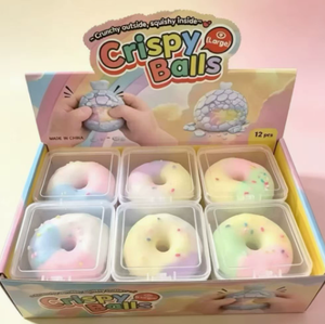 Jouet à presser en forme de boules croustillantes de beignets colorées, avec coque craquante, jouet anti-stress à intérieur souple pour enfants et fêtes - Product Image 2