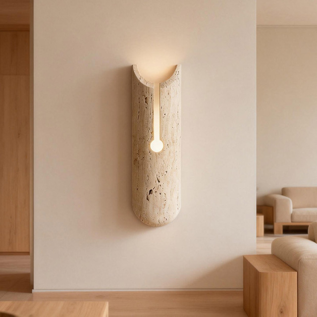 Modern Natural Stone LED Wall Lamp with up Light Effect Minimalist Indoor Decorative Lighting Fixture