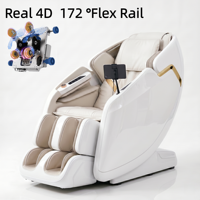 Fauteuil de massage zéro gravité corps entier 4D Pro, flexion à 172 degrés, rail de pilotage, étirement thaïlandais, scanner IA, rouleau de massage des pieds, chauffage, airbags, direct usine