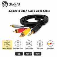 Câble AV plaqué or 1,5 m, prix usine, connecteur audio-vidéo RCA mâle jaune, rouge, blanc, 3 RCA, pour haut-parleur et home cinéma