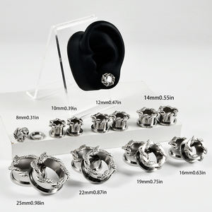 Venta al por mayor gótico cuerpo joyería Acero inoxidable Punk esqueleto serpiente fantasma búho oreja medidores enchufe lóbulo expansor camilla para fiesta - Product Image 2