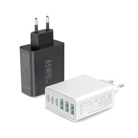 Chargeur mural rapide magnétique GaN 65W 3A3C 6 ports, protection OTP OVP, prise US EU personnalisée, compatible OEM ODM avec les ordinateurs portables