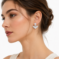 Boucles d'oreilles pendantes en argent sterling 925 avec moissanite taille poire pour femme, boucles d'oreilles pendantes avant-arrière en moissanite ronde, couleur D, pureté VVS1