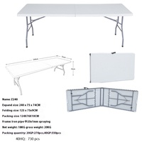 Table-banc pliable d'extérieur en fer, ensemble de salle à manger rectangulaire portable en HDPE pour restaurant, bureau ou exposition