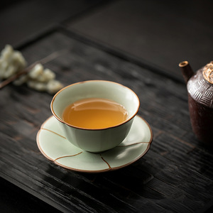 Taza de Té de Cerámica Personalizada Ru Ware, Taza de Degustación de Té con Esmalte Craquelado, Estilo Chino Tradicional, Diseño Retro de Lujo - Product Image 2