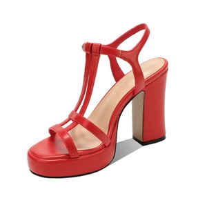 Moncheer Sandalias de Plataforma para Mujer, Tacón Alto <span class=keywords><strong>con</strong></span> Correa en T, Tacones Gruesos Brillantes <span class=keywords><strong>con</strong></span> Relieve de Cocodrilo y Hebilla Ajustable, Sandalias de Tacón - Product Image 6