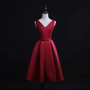 <span class=keywords><strong>Robe</strong></span> <span class=keywords><strong>de</strong></span> mariée blanche en satin à col en V sexy, coupe trapèze, longueur genou, élégante, vintage, pour l'été, bal <span class=keywords><strong>de</strong></span> promo, mariage, demoiselle d'honneur, invitée, longues robes <span class=keywords><strong>de</strong></span> soirée - Product Image 2