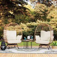 Nouveau design Fauteuil œuf d'extérieur en rotin pour balcon d'hôtel, chaise simple de patio imperméable, chaise à bascule de jardin en osier tressé à la main
