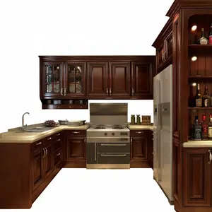 Design semplice stile classico in legno massello legno legno carcassa armadio da cucina organizer cucina moderna