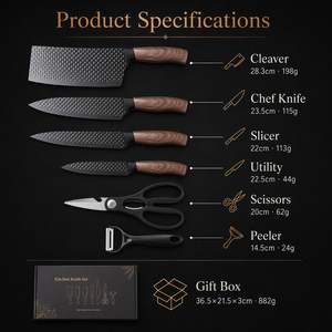 JYTD90 Muestra Gratis Set de Cuchillos de Acero Inoxidable de 6 Piezas, <span class=keywords><strong>Cuchillo</strong></span> de Chef para Restaurantes, Regalo con Logotipo Personalizado, Messersatz - Product Image 2