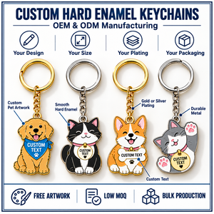 Porte-clés en métal personnalisés pour animaux de compagnie, mignons, en forme de chien ou de chat, en émail, cadeau personnalisé, souvenir, en alliage de zinc, faits à la main - Product Image 4