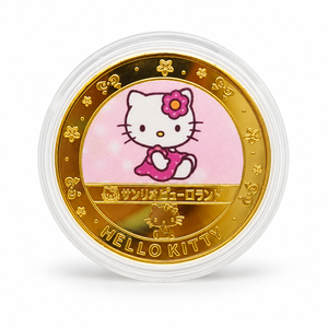 Moneda de Gato con Lazo Rosa 2026, Cinco Poses de Amigas Bonitas, Hierro Bañado en Oro con Estuche - Product Image 4