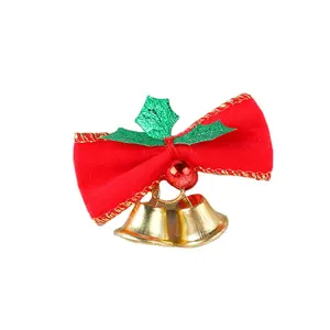 Christmas Linen Bow Bells Christmas Tree Decoration Mini Bell Pendant Shopping Mall Decoration Props