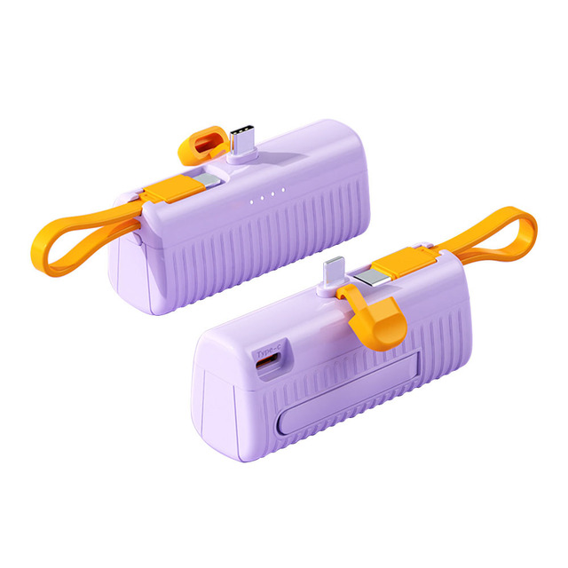 Mini 2-in-1 Charger Cable 5000mAh Power Bank USBC Battery Pack Compatible Android Travel Power Station 10.5W
