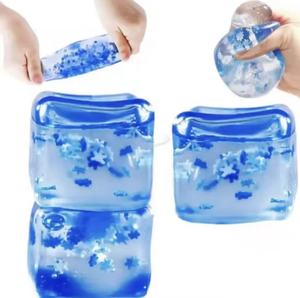 Jouets sensoriels Ice Cube Fidget - Jeu sensoriel avec de vraies coquillages marins, matériau TPR souple pour enfants et adultes, balle à presser - Product Image 4
