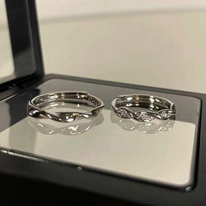 อินเทรนด์แหวนคู่ 925 เงินสเตอร์ลิงแหวนแต่งงานบิด Minimalist ปรับเครื่องประดับเงินแหวนวาเลนไทน์สําหรับของขวัญรัก - Product Image 4