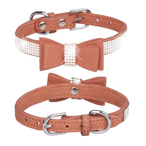 Collar para mascotas de lujo con diamantes de imitación brillantes, Collar para perro, Collar para gato con lazo, Correa cómoda para perro - Product Image 3