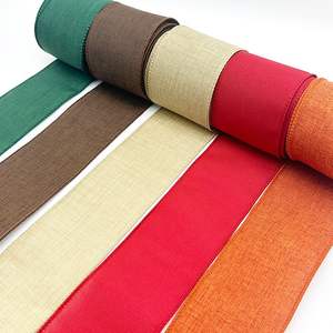 1.5 pouces 38mm 63mm rubans filaires lin naturel tissé ruban bricolage à la main bordure Production couronne vacances décoration ruban - Product Image 2