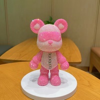 Ours en résine créative orné de diamants, ours en peluche fluide avec cristaux et strass, fait main, peint à la main, peintures incluses