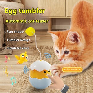 Toptan HT48 sevimli sarı/beyaz ABS yumurta kedi oyuncak Modern ve düşük fiyata yavru kedi için ses ile lüks sıkıntı Buster - Product Image 5