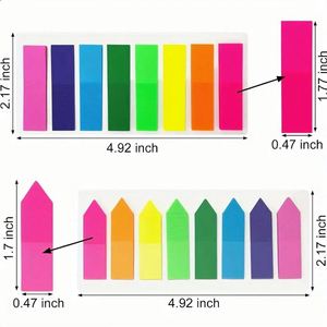 Marcadores Adhesivos Fluorescentes Personalizados de 8 Colores para Oficina, Notas Adhesivas, Marcadores de Páginas y Bloc de Notas, 12.5x6cm - Product Image 2