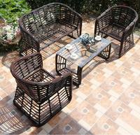 Liquidation de meubles d'extérieur en rotin de haute qualité Ensemble de meubles de jardin en rotin synthétique polyrattan moderne de 4 pièces à vendre