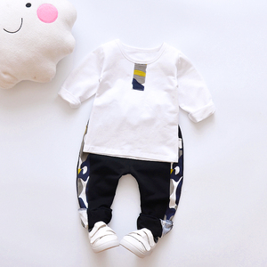 Ensemble de vêtements pour garçons à manches longues avec veste à fermeture éclair géométrique, trois pièces, printemps automne, coton - Product Image 4