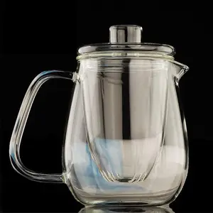 600ML High Borosilicate Gas Stovetop Safe Tea Kettle Glass Tea Kettle With Removable Infuser And Lid