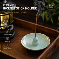 Offre Spéciale – Brûleur d'encens en céramique de luxe fait main, en porcelaine de celadon du four Ru du Henan, Chine, en forme de calebasse, pour la maison et le bureau