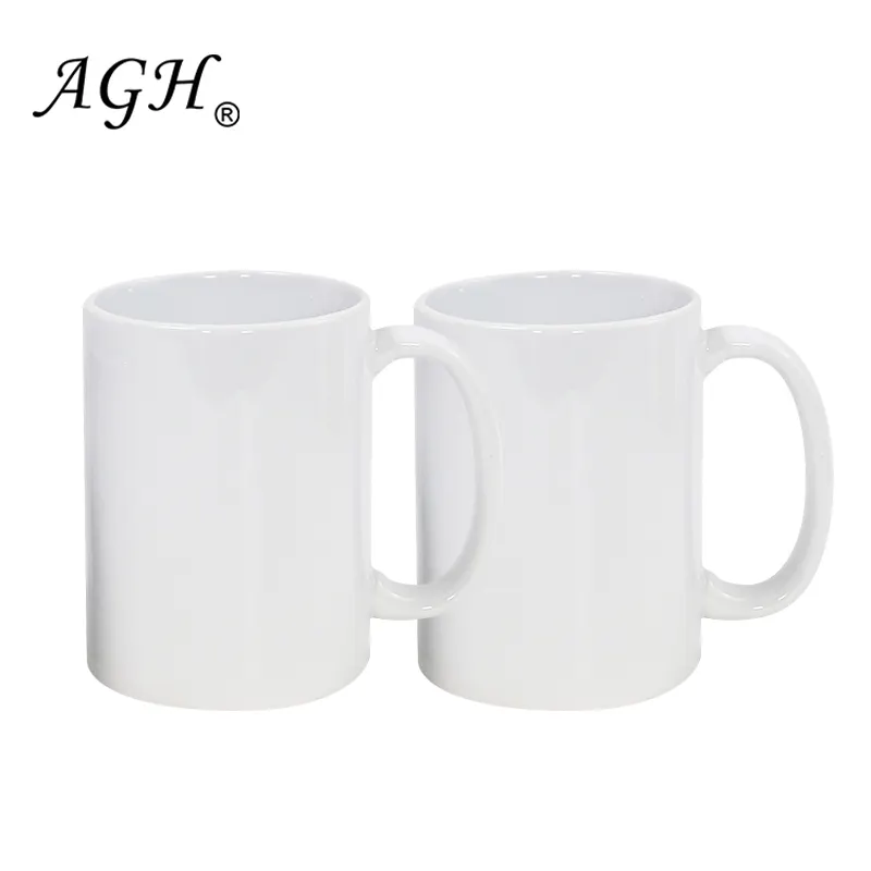 EUA armazém 15oz Branco Heat Transfer Ceramic Travel Cup Sublimação Branco Cerâmica Canecas com alça